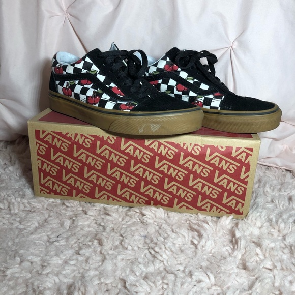 cherry checkered vans
